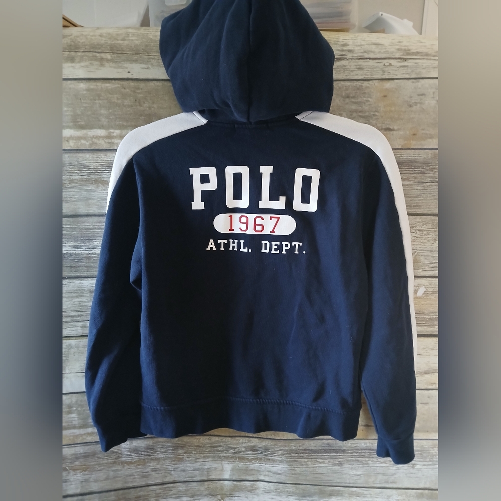 Kids 14/16 POLO hoodie, full zip, navy blue